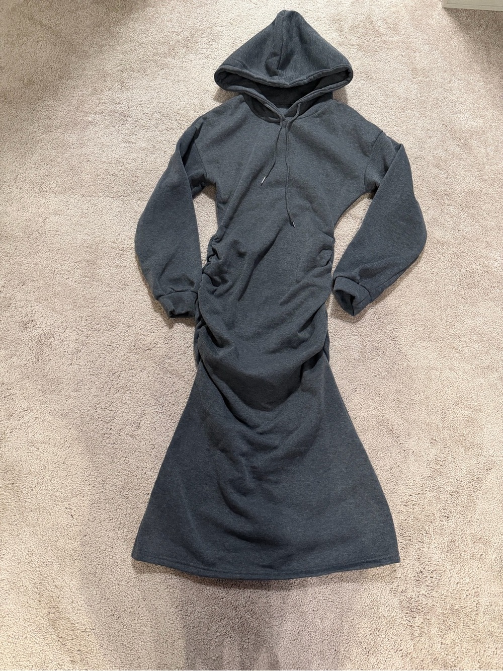 SHEIN Charcoal Hooded Long Sleeve Maxi Sweater Dress